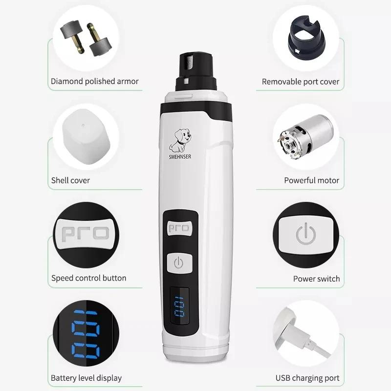 Electric Pet Nail Grinder, Usb Rechargeable Nail Clipper For Dogs And Cats, Gentle Paw Grooming Tool