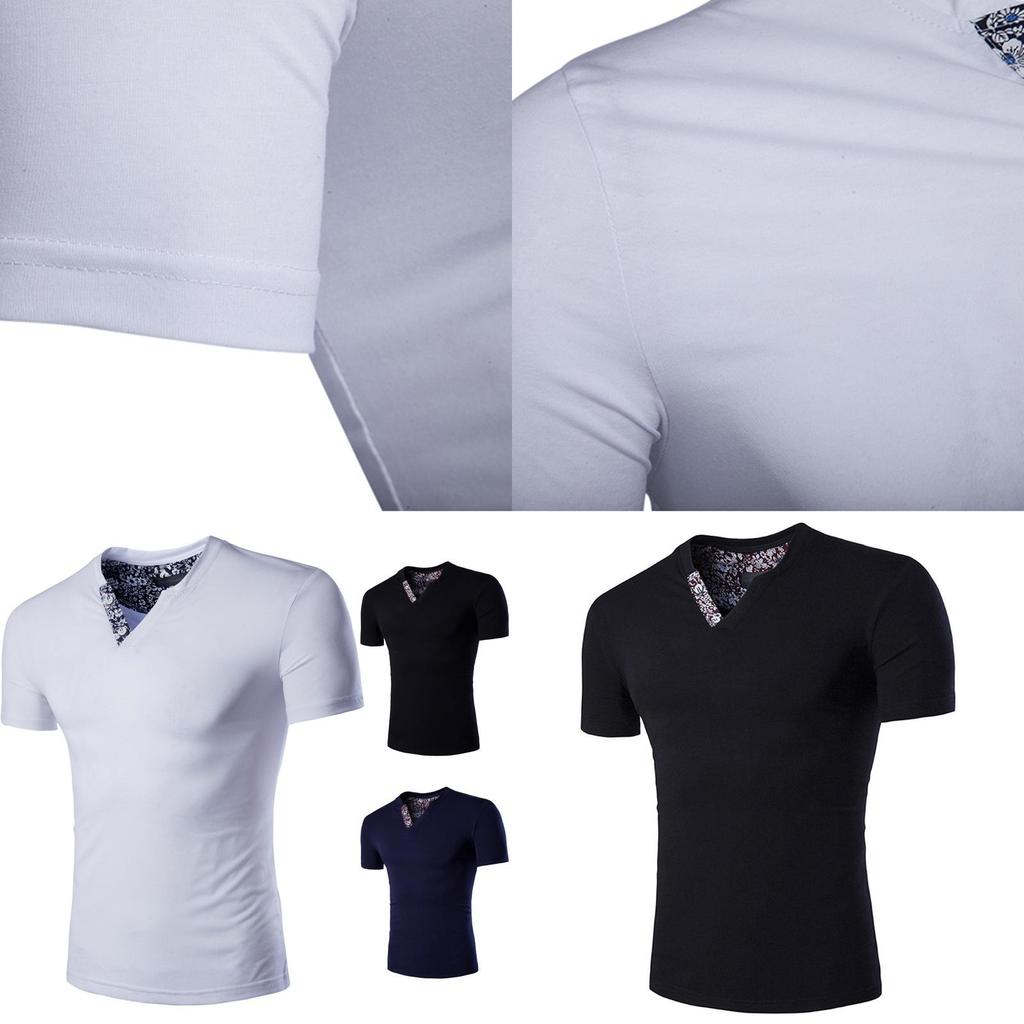 Premium Quality Men's T-shirt Slim Fit Floral V-neck Casual Tee For Everyday Wear