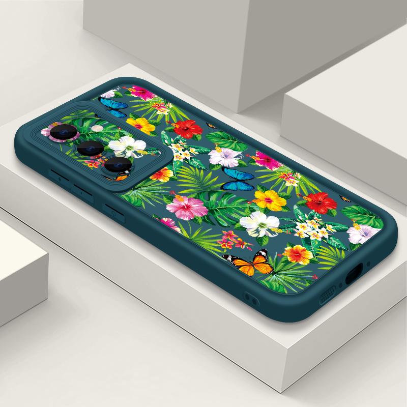 Floral Pattern Case For Samsung A57 A37 A17 A56 A36 A16 A55 A35 A15 A54 5G S21 FE S22 S23 S24 S25 Plus S26 Ultra Bumper Cover