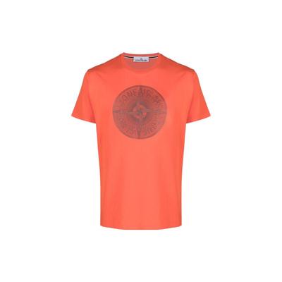 Logo Print Crew Neck Short Sleeve T-Shirt Men Tops Orange 79152NS92-V0037