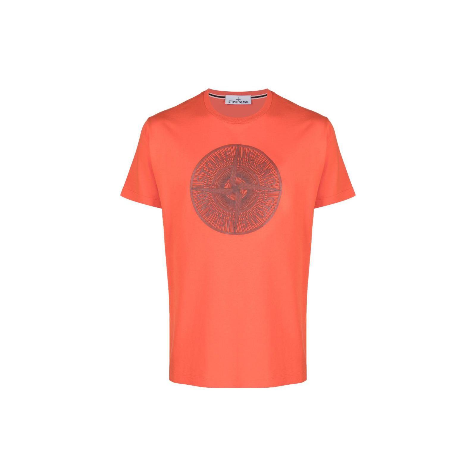 Stone Island Logo Print Crew Neck Short Sleeve T-Shirt Men tops Orange 79152NS92-V0037 M