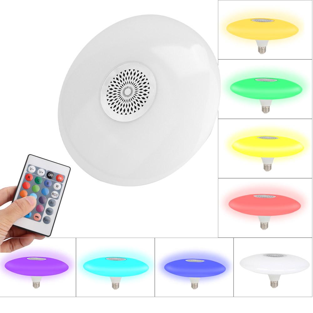 

30W E27 RGBW LED Light Bulb Lamp Remote Control Bluetooth Speaking Music Player AC85 260V