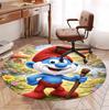 Blue Smurfs Pattern Round Rug, Indoor/Outdoor Mat, for Picnic, Gameroom, Bedroom, Office, Living Room, Home Decor Carpet, Birthday Gift
