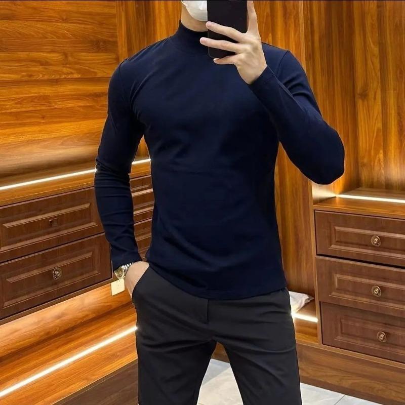 Senior Business Casual All-match Pullovers Turtleneck Solid Color Elasticity Comfortable Skin Friendly Men's Top Autumn 2024