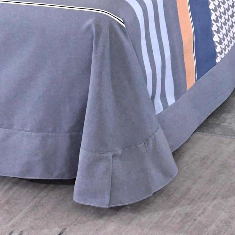 Simple Geometric Pattern Bed Sheet Set 100% Cotton Skin Friendly Flat Sheets with Pillowcase Thickened Queen Size Bedding Set