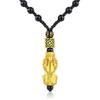 Men's Pixiu Obsidian-Style Buddhist Bead Necklace with Color-Changing Fortune-Enhancing Design.