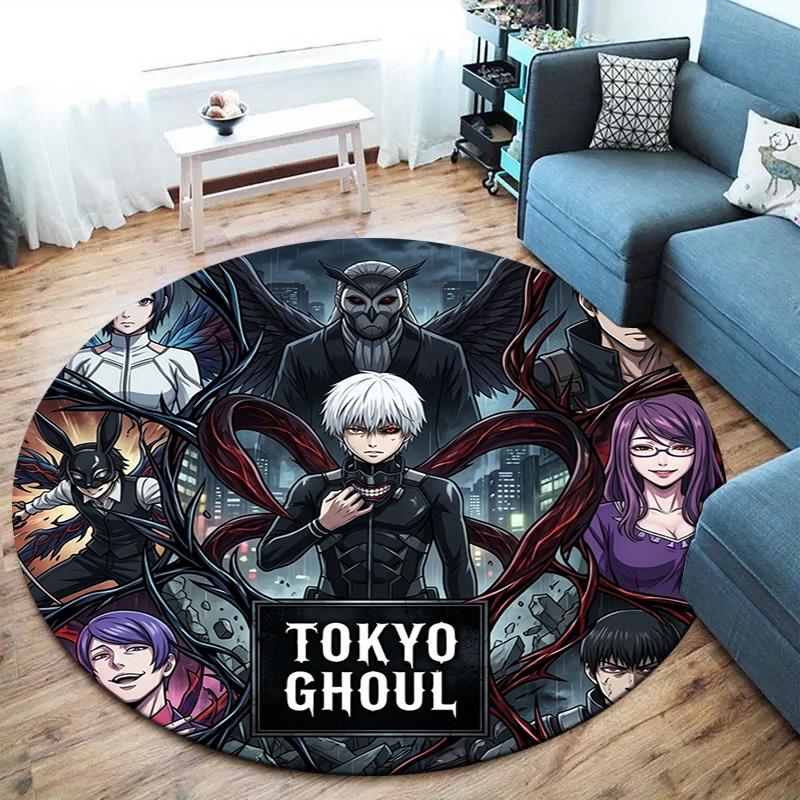 Tokyo Ghoul Round Area Rug Carpet Rug For Living Room Bedroom Sofa Playroom Decor Nonslip Floor Mat