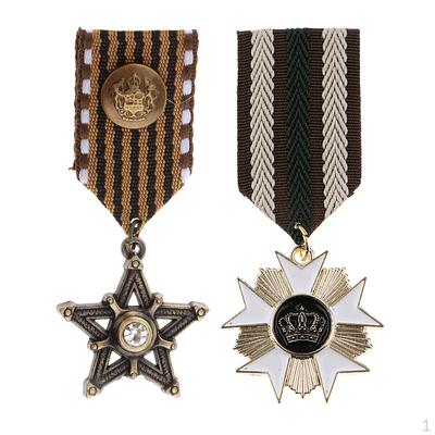 2 stück Punk Stoff Metall Medaille Anhänger Krone Stern Charme Kragen Revers Pin Abzeichen