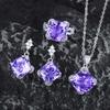 Conjunto de Joias de Diamantes Amarelos Violetas Topázio Água-Marinha 15ct Brincos Pingente Anel Fanta para Mulheres