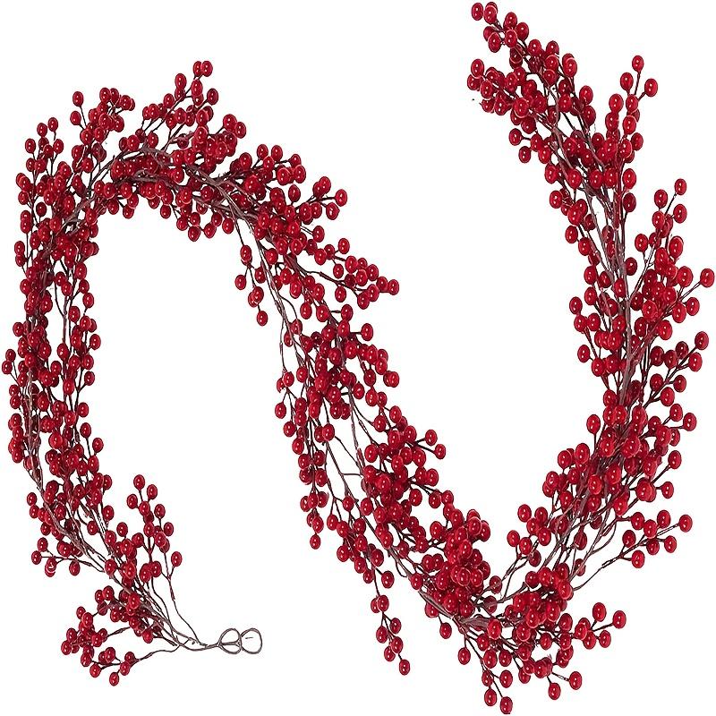 2 Pcs Handcrafted-style Lifelike Red Berry Wreaths, Featuring Vibrant Berries and Lush Green Foliage