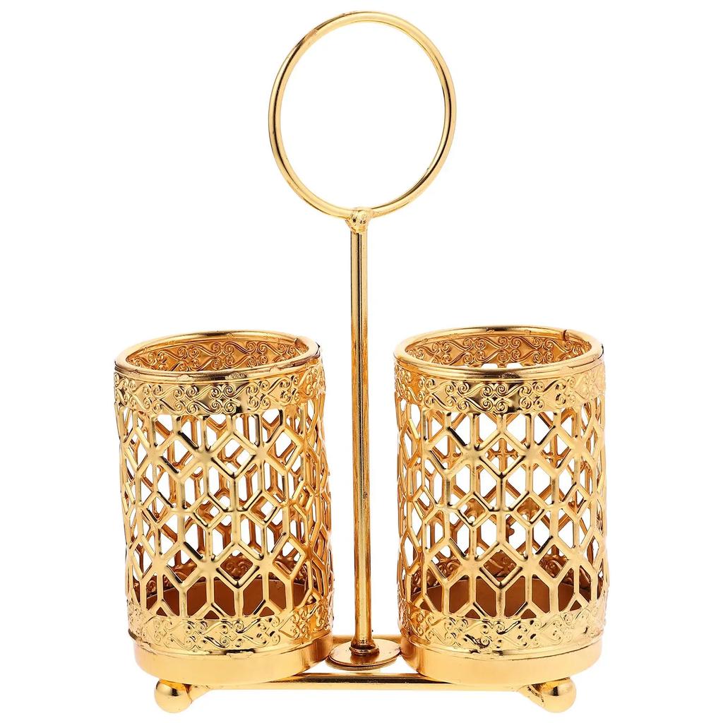 1pc Metal Utensil Holder 2/4grids For Spoon Fork Chopstick Holder Kitchenware Tray Box Kitchen Organizer Luxury Gold Color