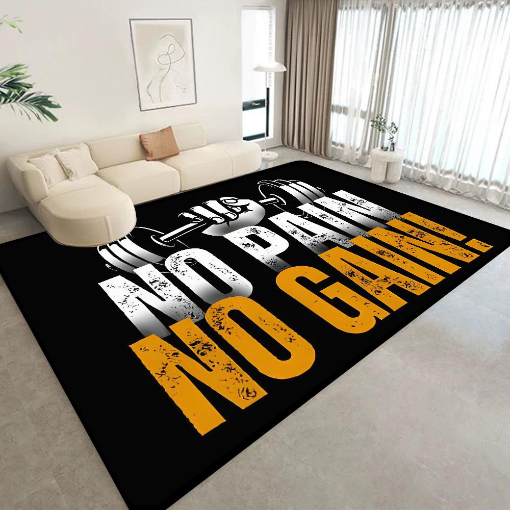No Pain No Gain GYM Room Mats Washable Non-Slip Living Room Sofa Chairs Area Mat Kitchen Alfombra