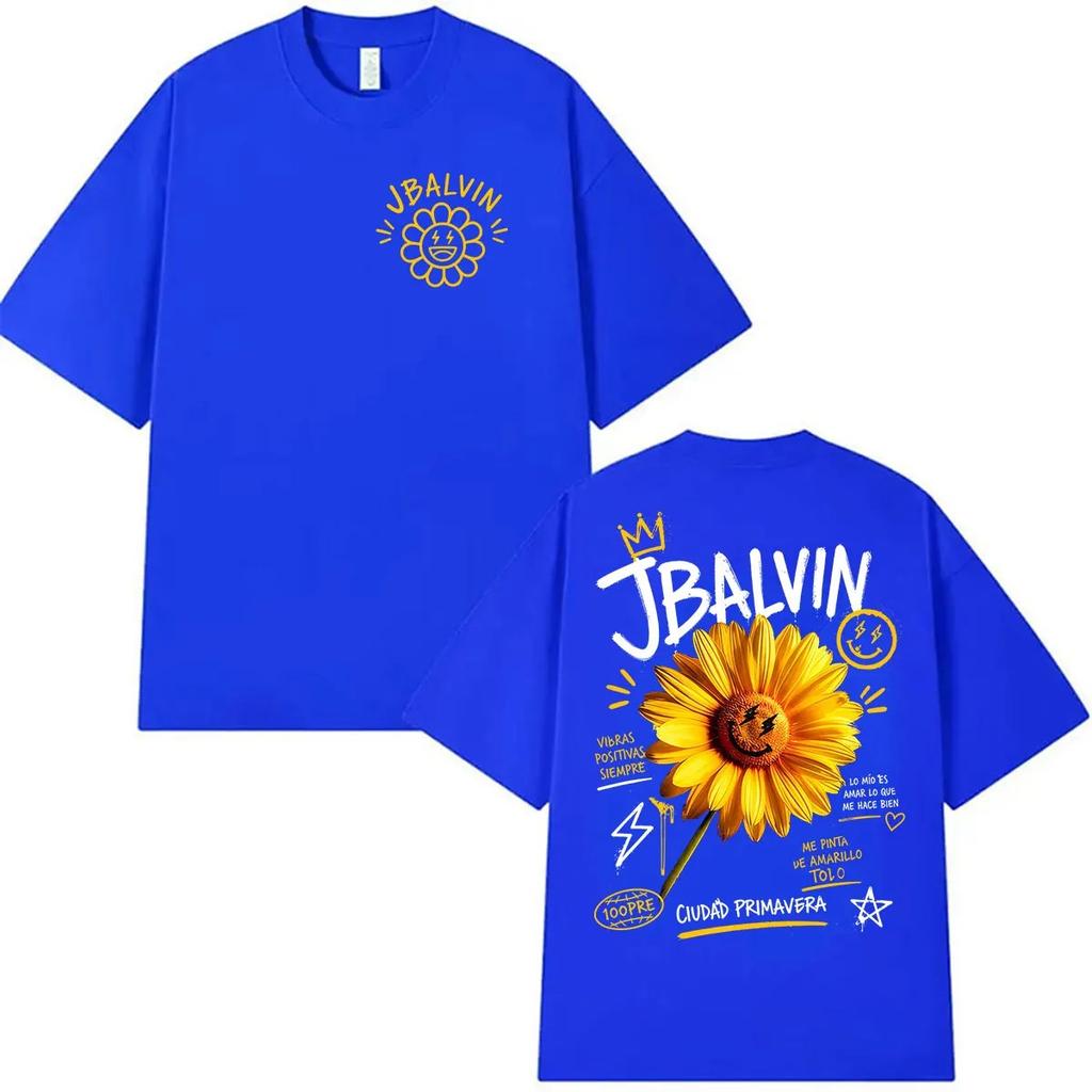 J Balvin Ciudad Primavera Album 2026 T-shirt Stampa Fronte/Retro Uomo Donna Moda Vintage T-shirt Oversize T-shirt in Cotone Gotico