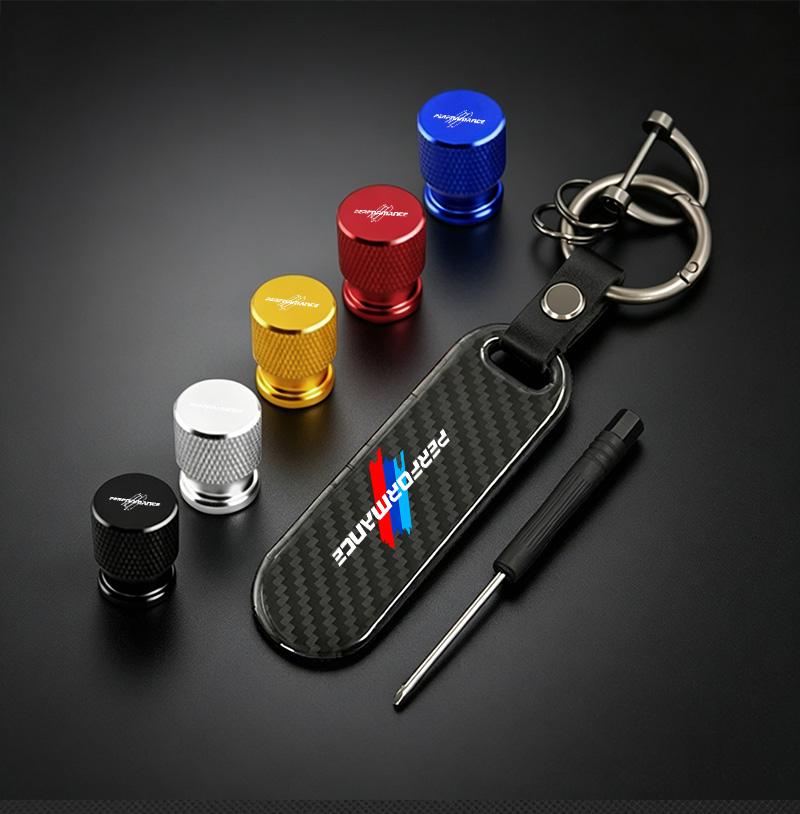 Car Valve Caps Wheel Tires Air Tyre Stem Protective Cover And Car Keychain For BMW M Performance Emblem E46 E36 E34 F10 E90 E60 GX6