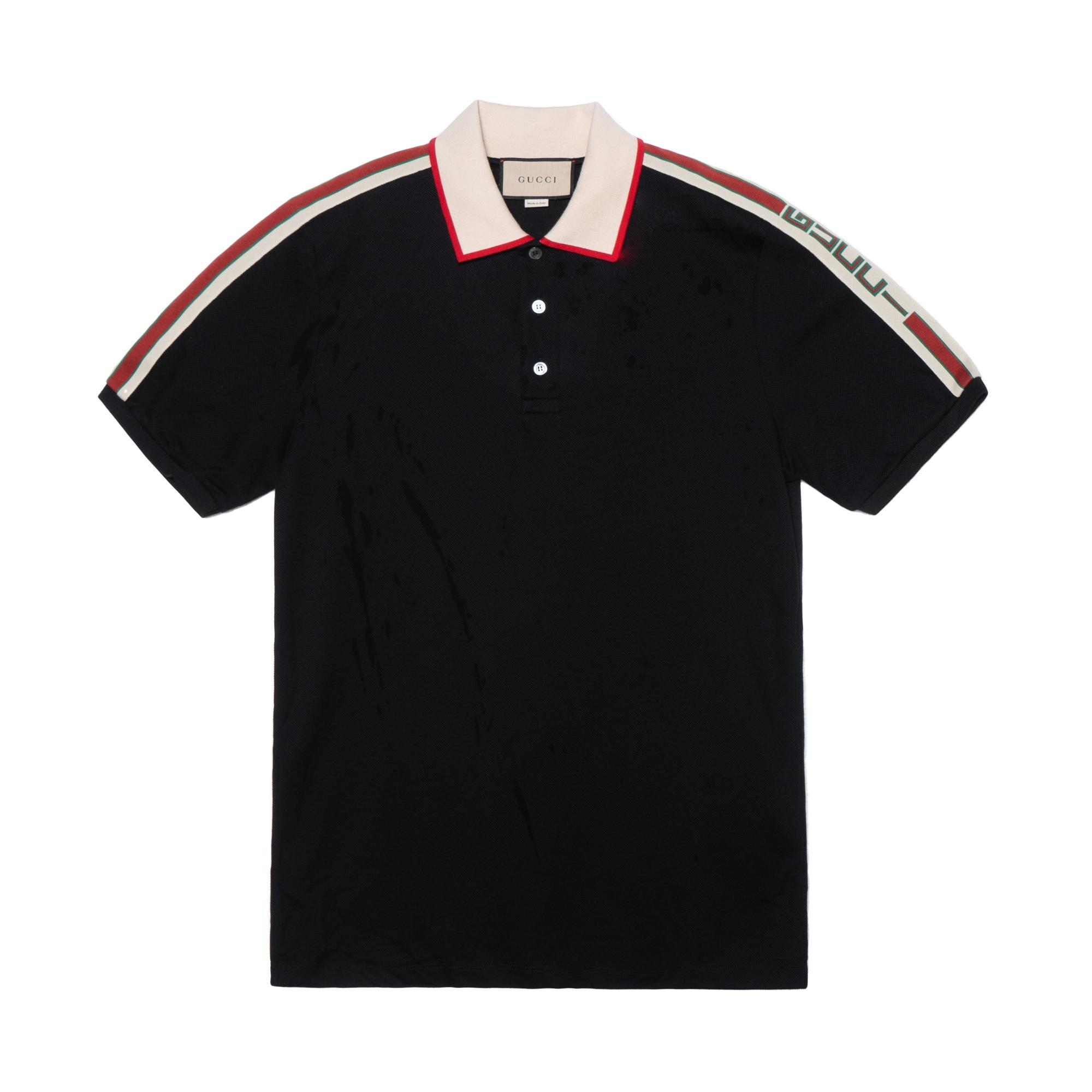 Gucci Striped Logo Short-sleeved Polo Shirt