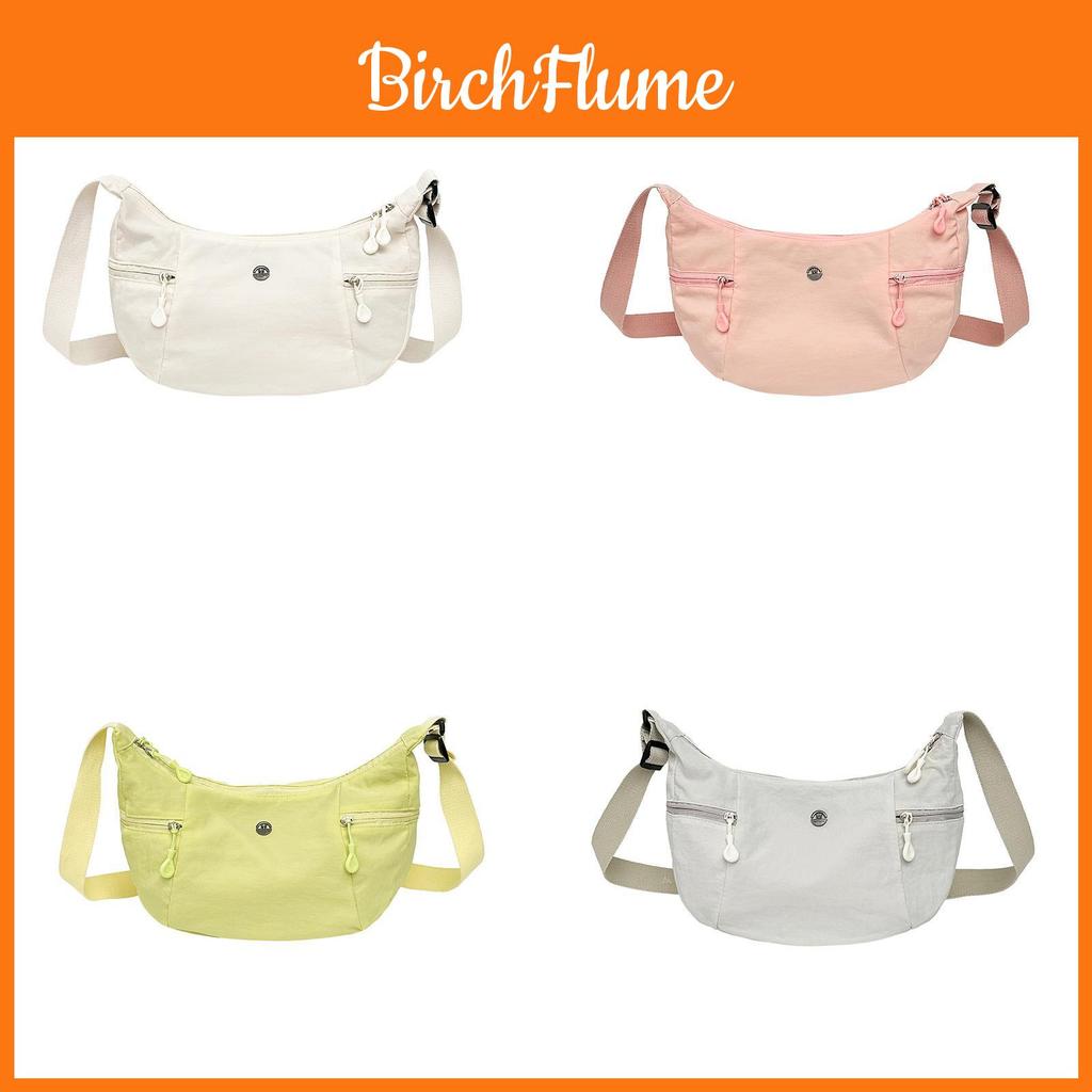 Nylon Shoulder Bag For Women With Zipper Closure Casual Crossbody Purse Handbag