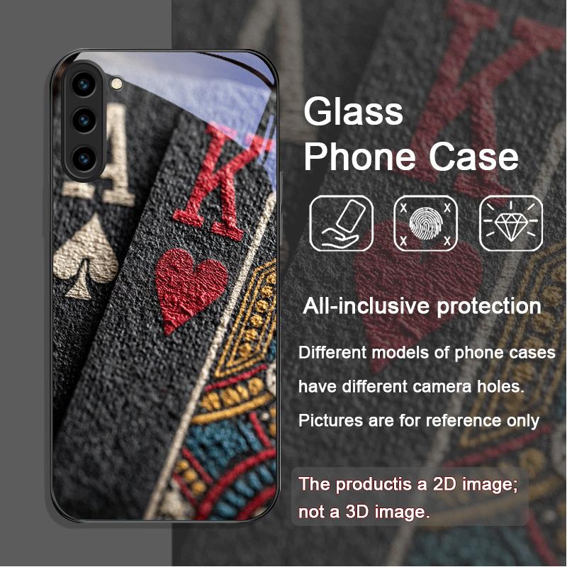 

Creative The Ace of Spades Pattern Tempered Glass Phone Case for Samsung Galaxy S25 Ultra S24 S23 Plus S22 S21 S20 FE M55 Cover Galaxy S23+