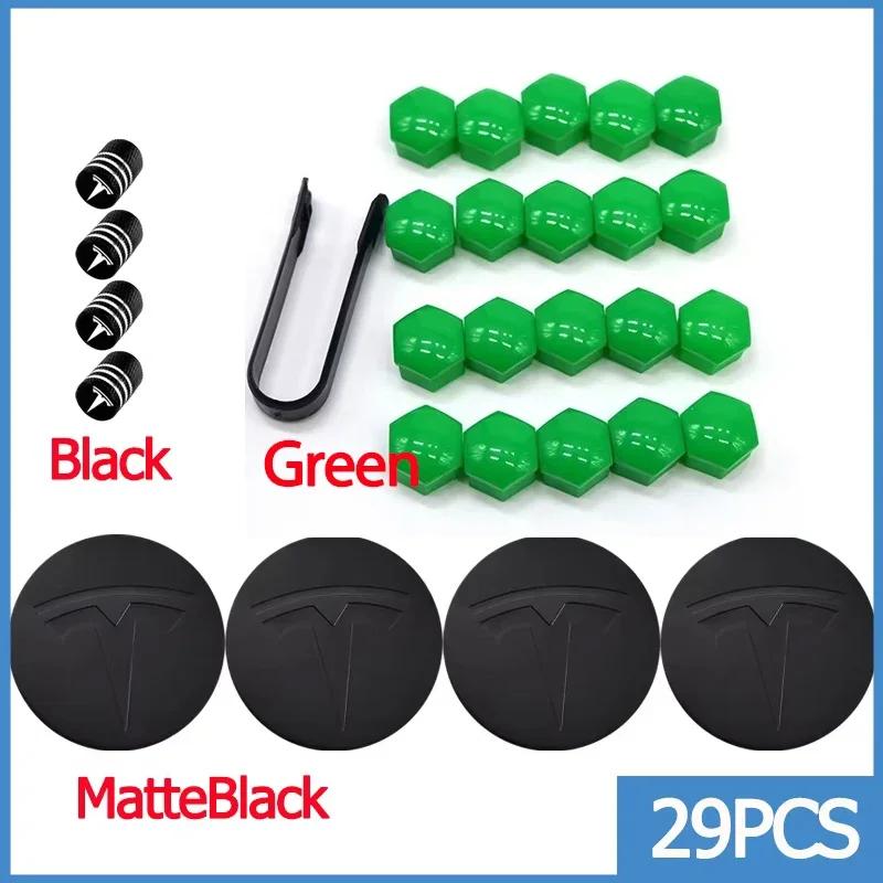 25pcs 29pcs 56mm Matte Black Car Wheel Center Hub Caps for Tesla Model 3 Y S X Tire Lug Nut Protective Covers Styling Decoration