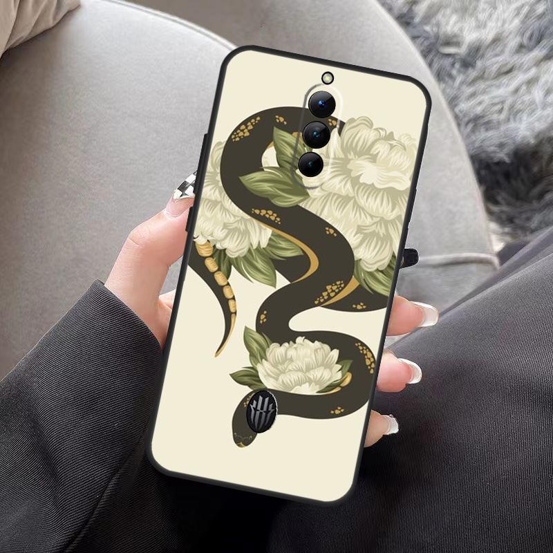 

Fashion Snake Flower Case For ZTE Nubia Red Magic 10 Air 8 8S 9 9S 10S 11 Pro Plus 5G 6R 7 6 7S 6S Pro Back Cover Red Magic 7S Pro