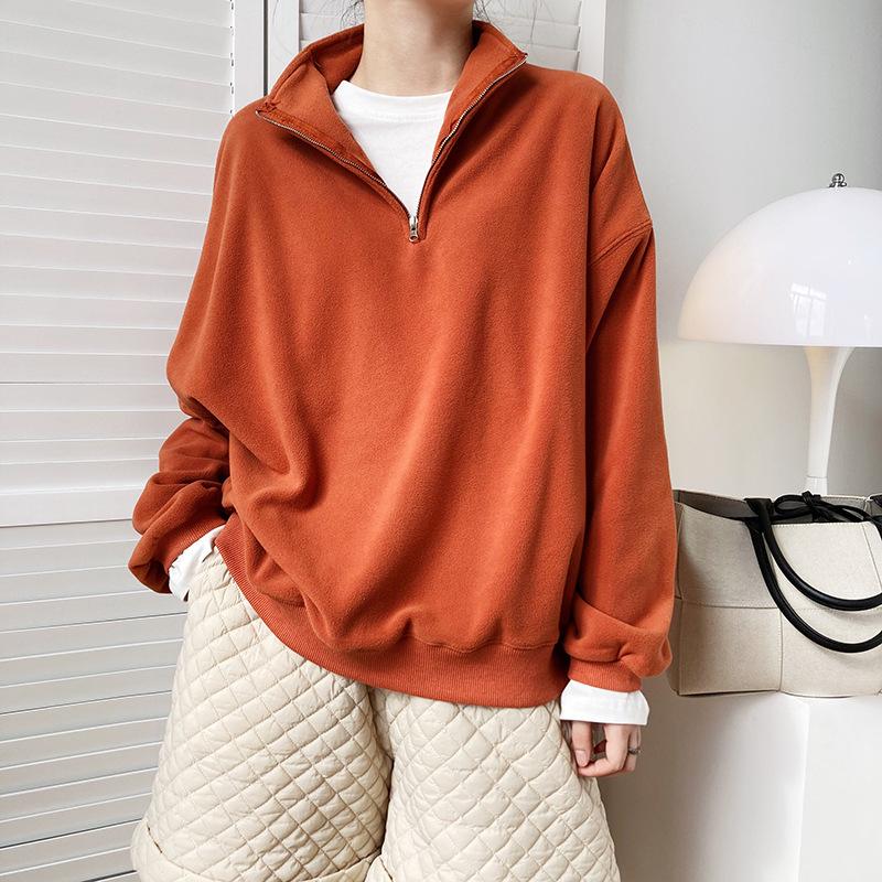 plain lapel patchwork winter loose sweater