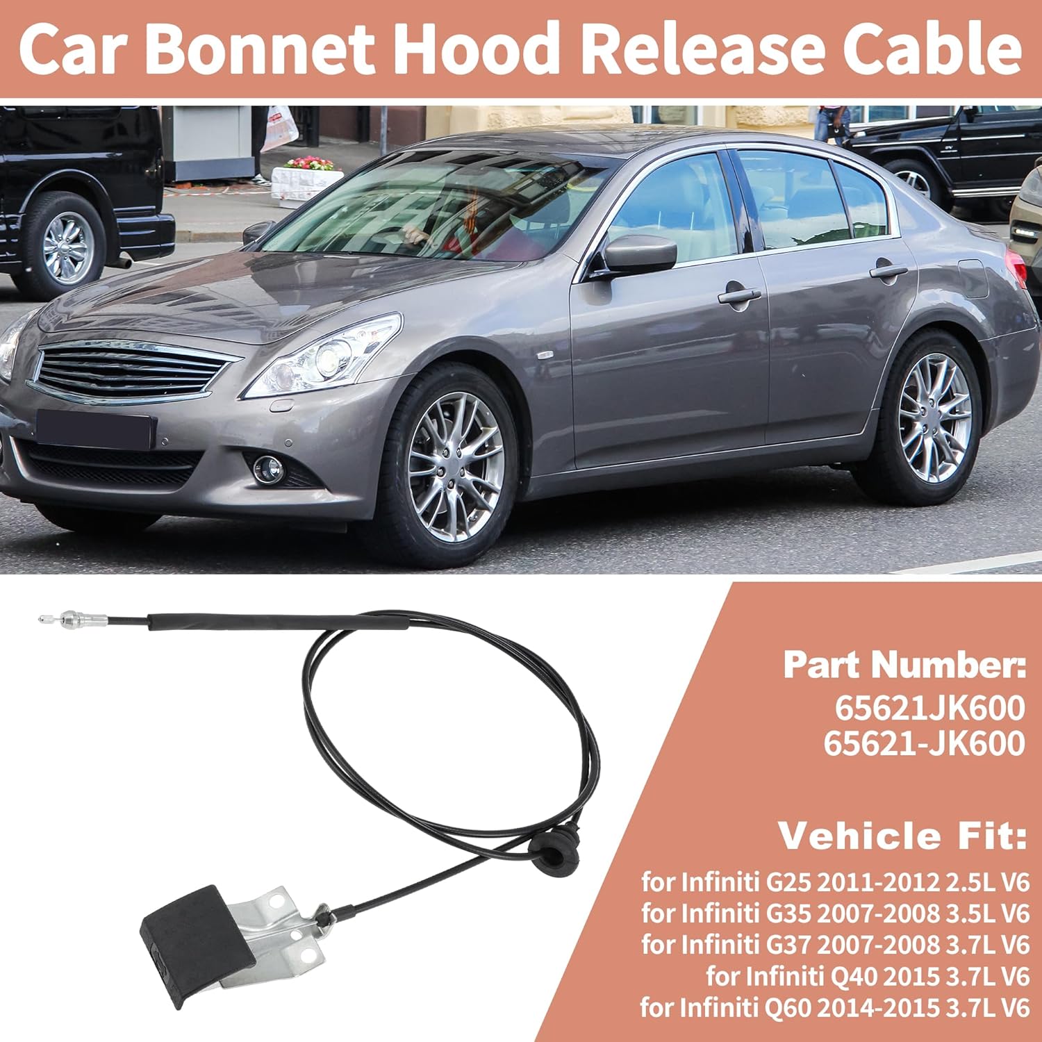 №65621JK600/65621-JK600 Автомобильный трос открытия замка капота 85,8 дюйма для Infiniti G25 G35 G37 Q40 Q60 2.5L 3.7L V6