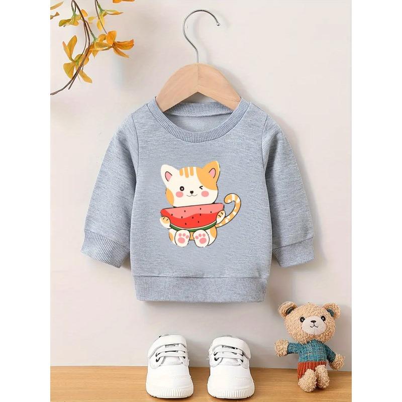 European sizes A Brightly Colored Print Pattern, a Comfortable And Skin-Friendly Round-Neck Sweatshirt for Kids, Perfect for Everyday Wear