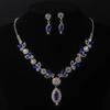Crystal Necklace Earrings Three-piece Set Fringed Luxury Rhinestone Jewelry Collarbone Chain  Party
