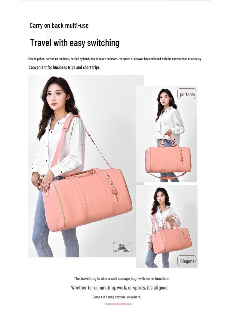 Multifunctional Travel Handbag: Large Folding Overnight & Trolley Suit Bag for Women