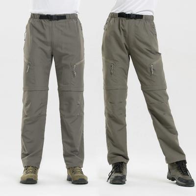 Men Outdoor Pants with Side Pockets Solid Color High Waist Quick Dry Removable Camping Pants Male Summer Breathable Trousers