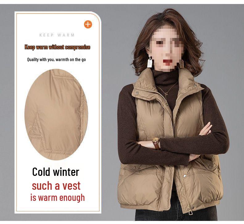 2025 Herbst/Winter Damen Kurze Koreanischer Stil Locker Warme Daunen Baumwolle Weste