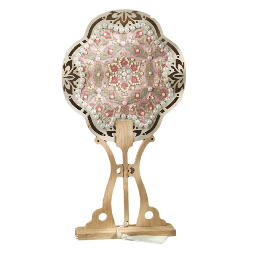 

Chinese Style Handheld Fan Vintage Pearl Fan Wedding Bride s Fan Photography Prop Style 4