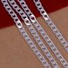 Fashion Unisex Silver Plated 4mm Sideways Flat Chain Necklace Jewelry Gift