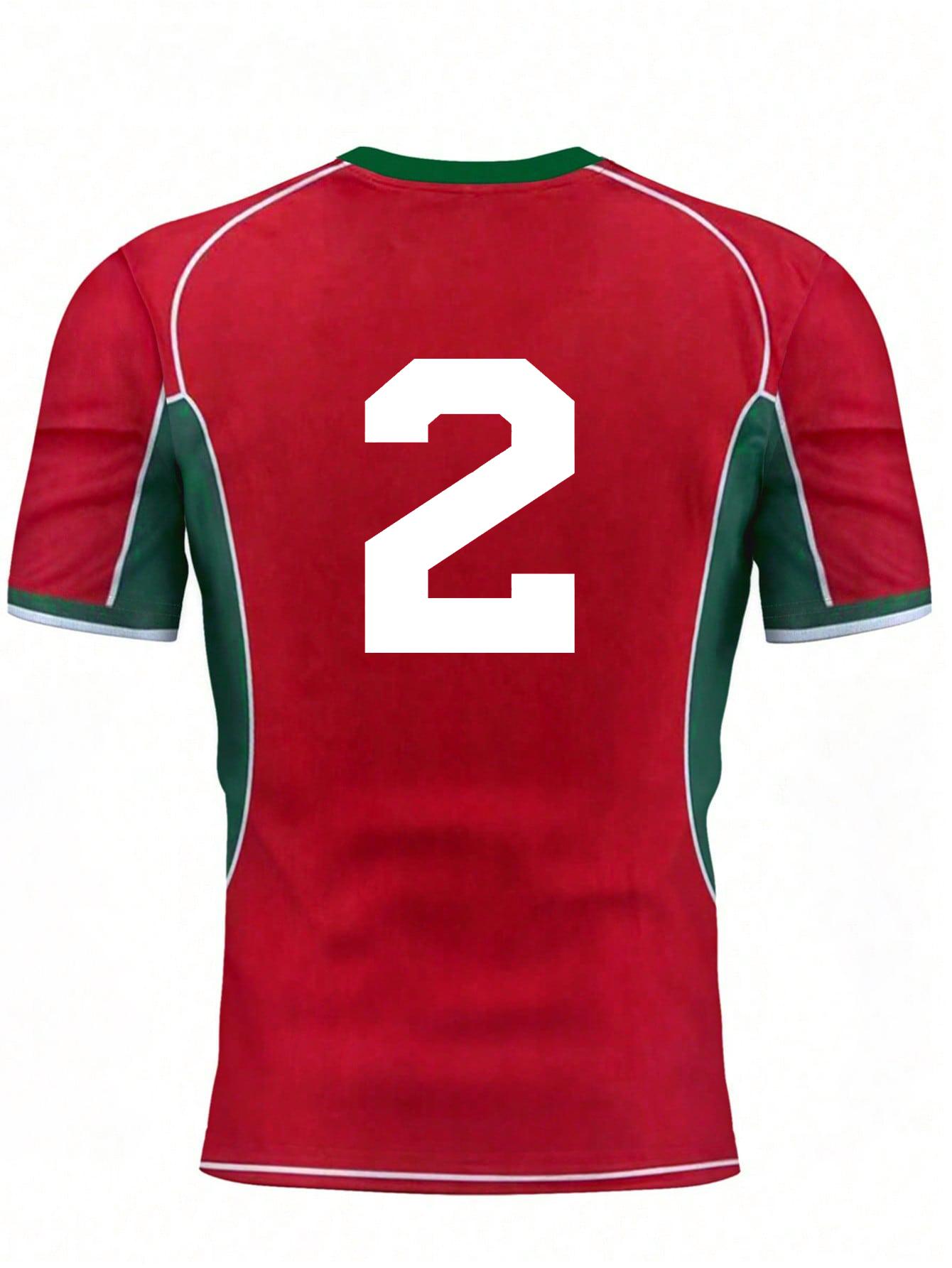 Morocco Number 2 Men s & Youth Football Jersey, Morocco V-Neck Design Top, Sports XXS