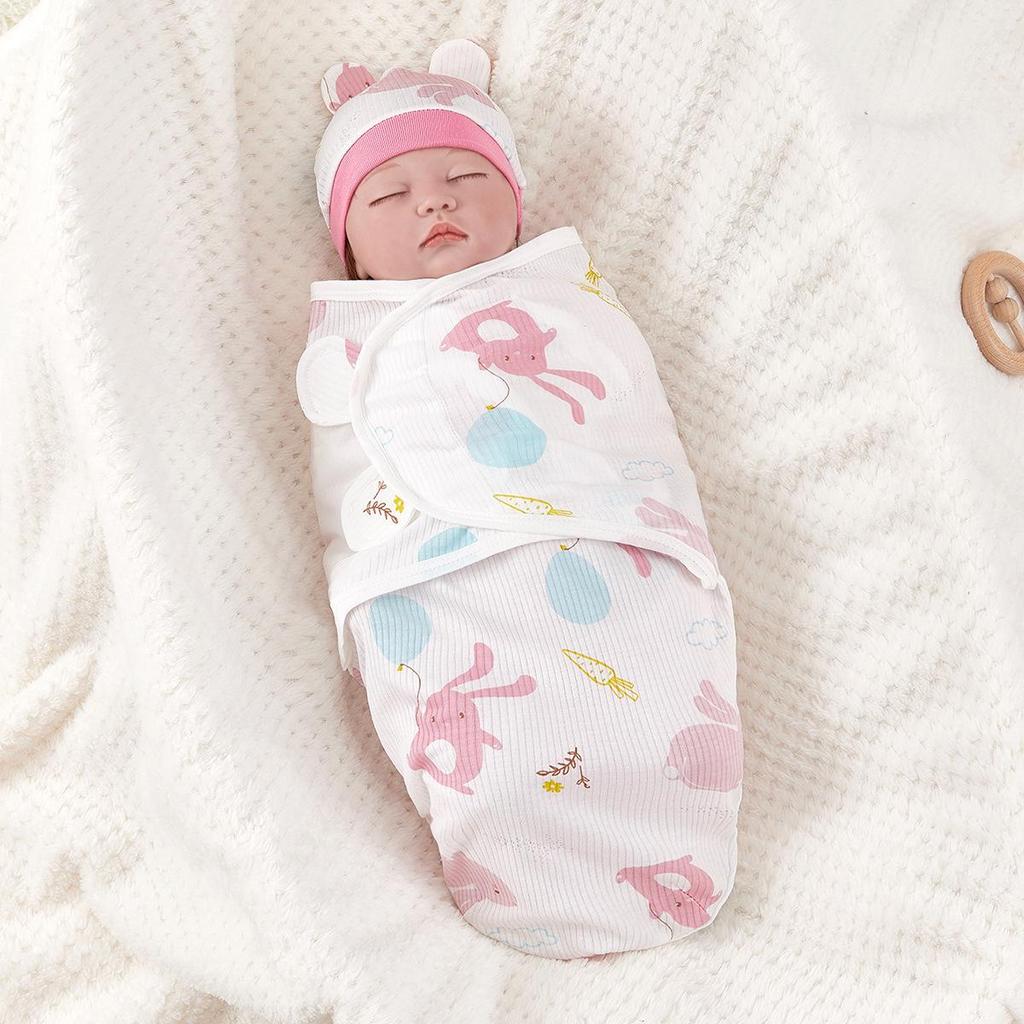 Pure Cotton Newborn Anti-Startle Swaddle & Blanket Set - Spring/Summer Baby Wrap