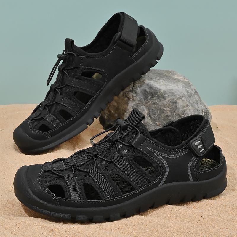 Fashion Breathable Summer Mens Sandals Classic Leather Casual Shoes Outdoor Man Beach Shoes Roman Sneakers Quick Dry Wading Aqua Shoes