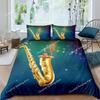 Saxophone Duvet Cover Set Rotating Musical Notes Bedding Set Musical Instrument Retro Jazz Music Twin 3D Quilt Cover for Kids
