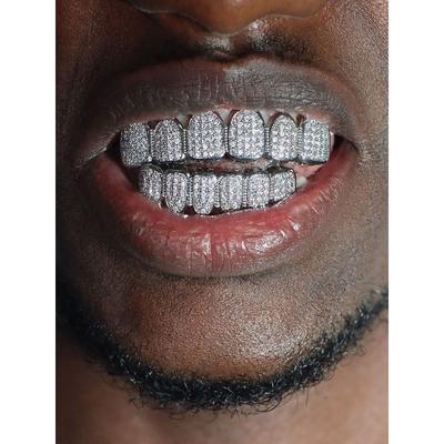 European and American New Style Hip-Hop Real Gold Electroplated 18K Micro-Inlaid Zircon Braces Hip-Hop Grillz Full Diamond Gold Braces