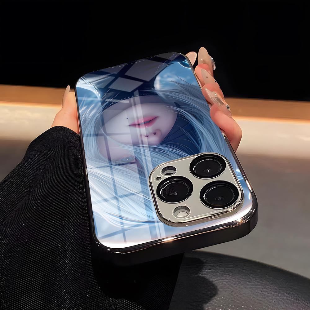 Nier Automata Game Phone Case Luxury Glass Phone Case For IPhone 17 16 15 14 13 12 11 Pro Max Plating Frame Cover