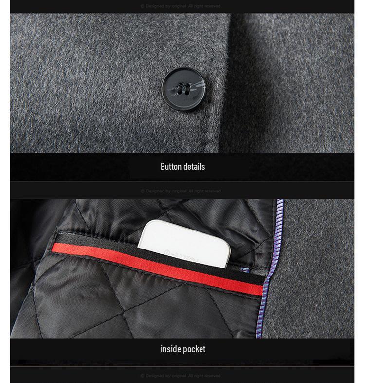 Men's Thickened Wool Trench Coat - Mid-Length, Autumn/Winter Business Style