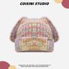 Herbst Winter Niedliche Ohren Gemischte Farben Strickmütze Für Frauen Skifahren Reisen Warmer Gehörschutz Dick Vielseitig Pullovermütze Beanie