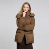 Women's Loose Fit Hooded Mid-Length Down Jacket