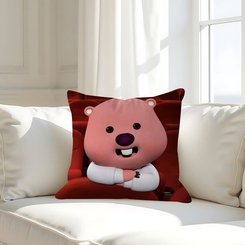 P-Pororos Cute L-Loopy Pillow Case Removable Washable Cushion Cover – All-Season Soft Linen