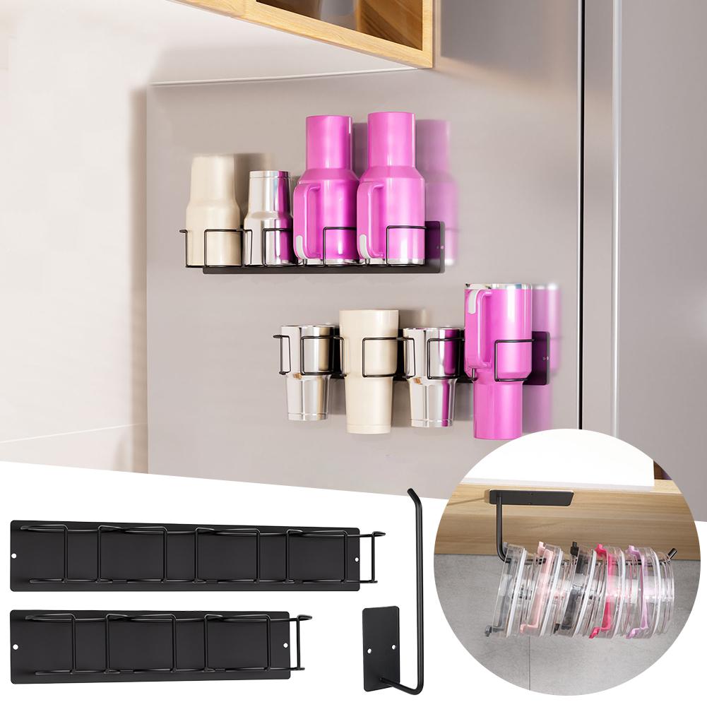 Kitchen Cup Storage Rack Water Bottle Holder For Refrigerator Magnetic Cup Storage Organizer Holder For Stanley Tumbler Lid G8S1
