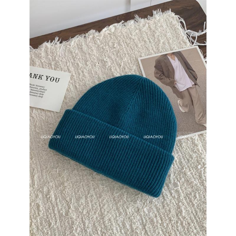 

New Knitted Hat for Women In Autumn and Winter Korean Version Versatile High-quality Wool Hat Riding Warm Plus Velvet Thickened Cold Hat for Men One size