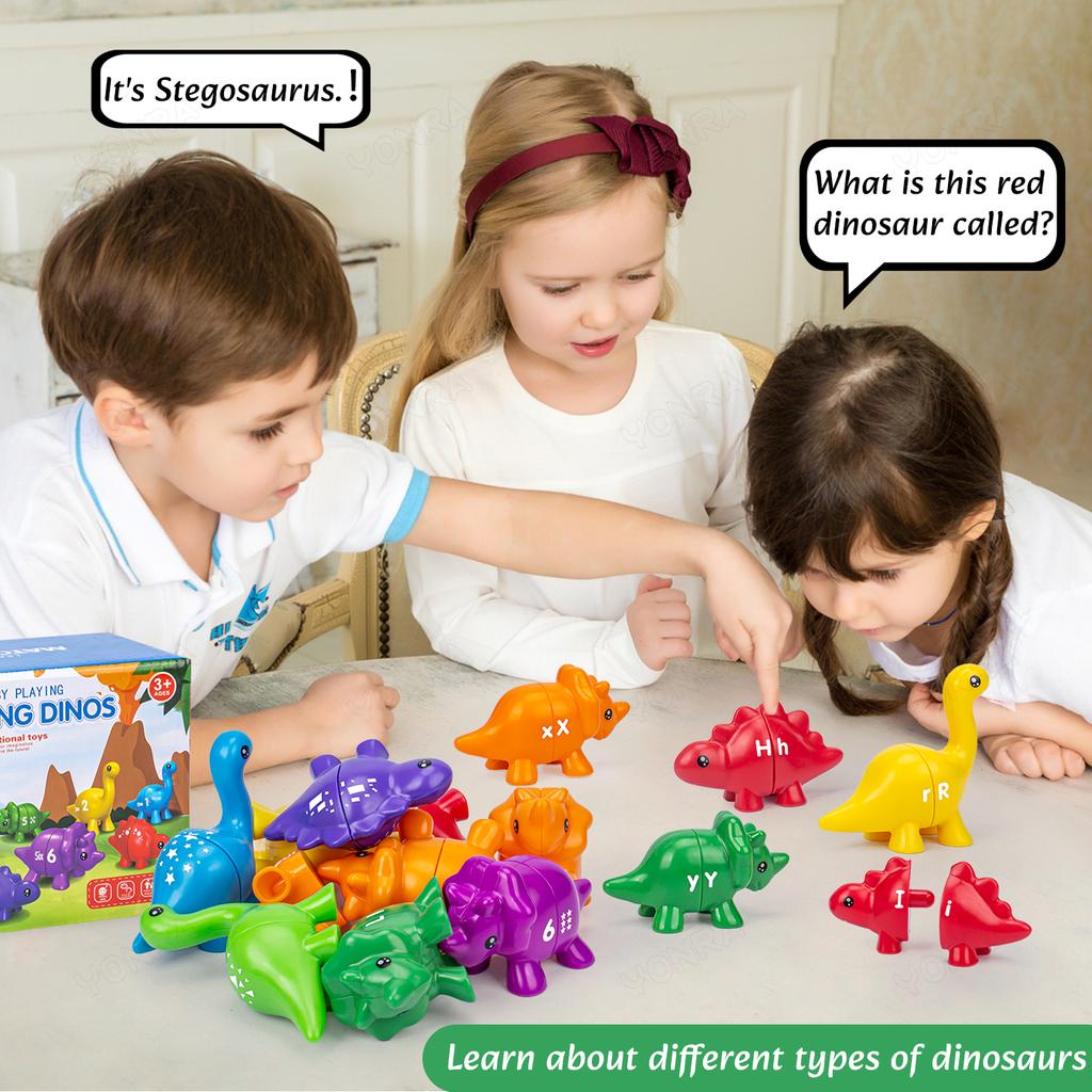 Matchande dinosaurieleksak med förvaringspåse Montessorileksaker för barn Räkneleksaker Lärande leksaker för småbarn Barns utvecklingsspel
