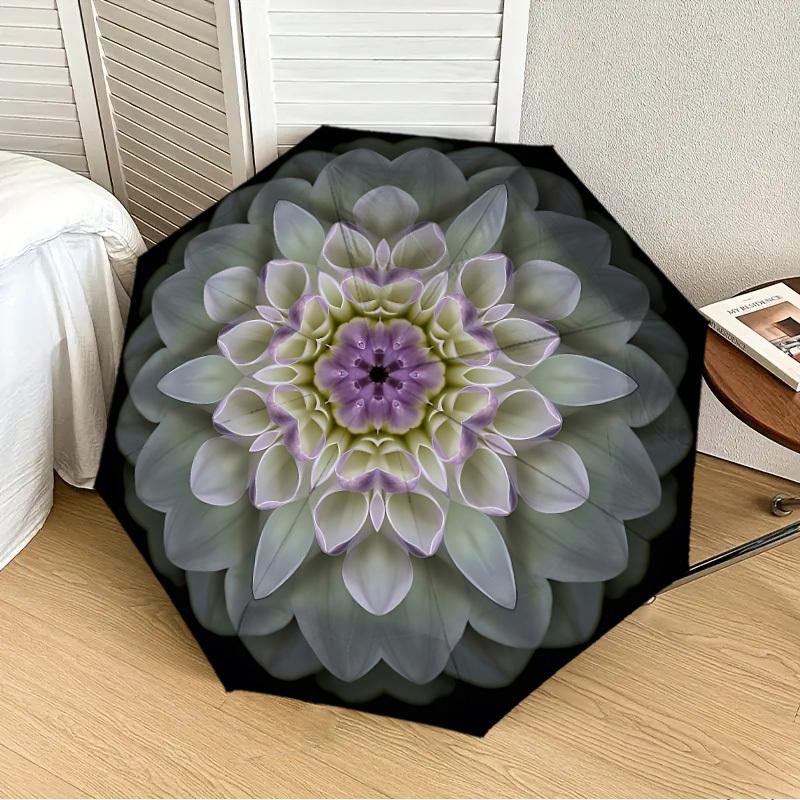 

1pc Floral Mandala Pattern Automatic Folding Umbrella, 8-Rib Durable Frame, Durable Foldable Design - Elegant Gift for Commute yy251210040