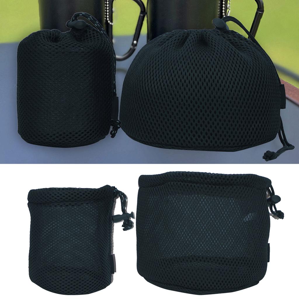 Outdoor Camping Pots Storage Bag Black Nylon Mesh Bag Travel Stuff Sacks Drawstring Bag Picnic Cookware Storage Pouch