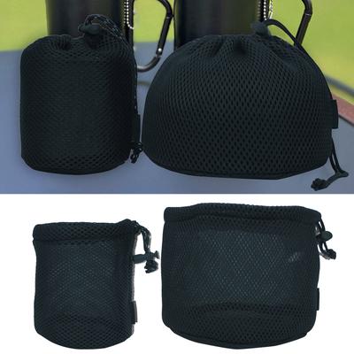 Outdoor Camping Pots Storage Bag Black Nylon Mesh Bag Travel Stuff Sacks  Drawstring Bag Picnic Cookware Storage Pouch