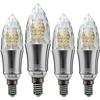 Set of 4 E14 12W LED Bulbs (equiv. 100W) Candle Shape — 1350 Lm, Warm White, Non-dimmable