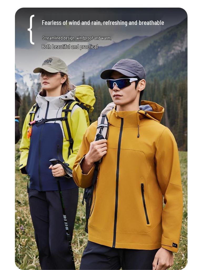 Stylish Unisex Waterproof Windproof Color Block Jacket for Hiking and Workwear
